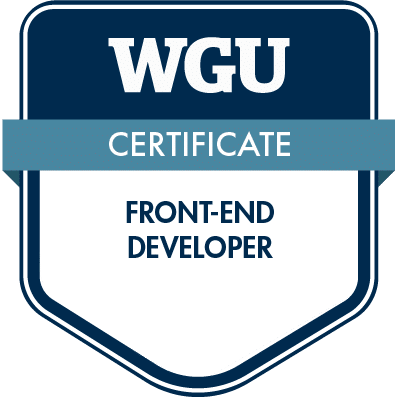 An Image of the WGU Certified Front-end Developer badge