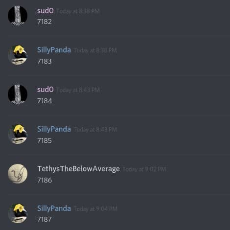 The server has a counting channel. The bot will check to make sure a user doesn't count multiple times in a row and enters a valid next number.