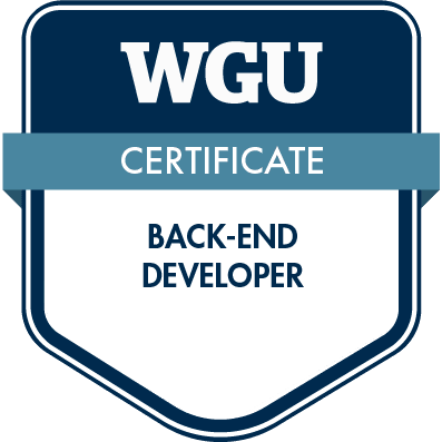 An Image of the WGU Certified Back-end Developer badge